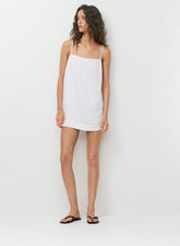 Squareneck micro dress with a built-in romper