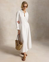 Self-Tie Linen Shirtdress