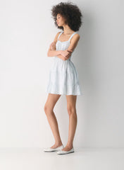 Tiered striped cotton poplin mini dress