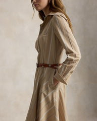 Striped Cotton Paneled Shirtdress