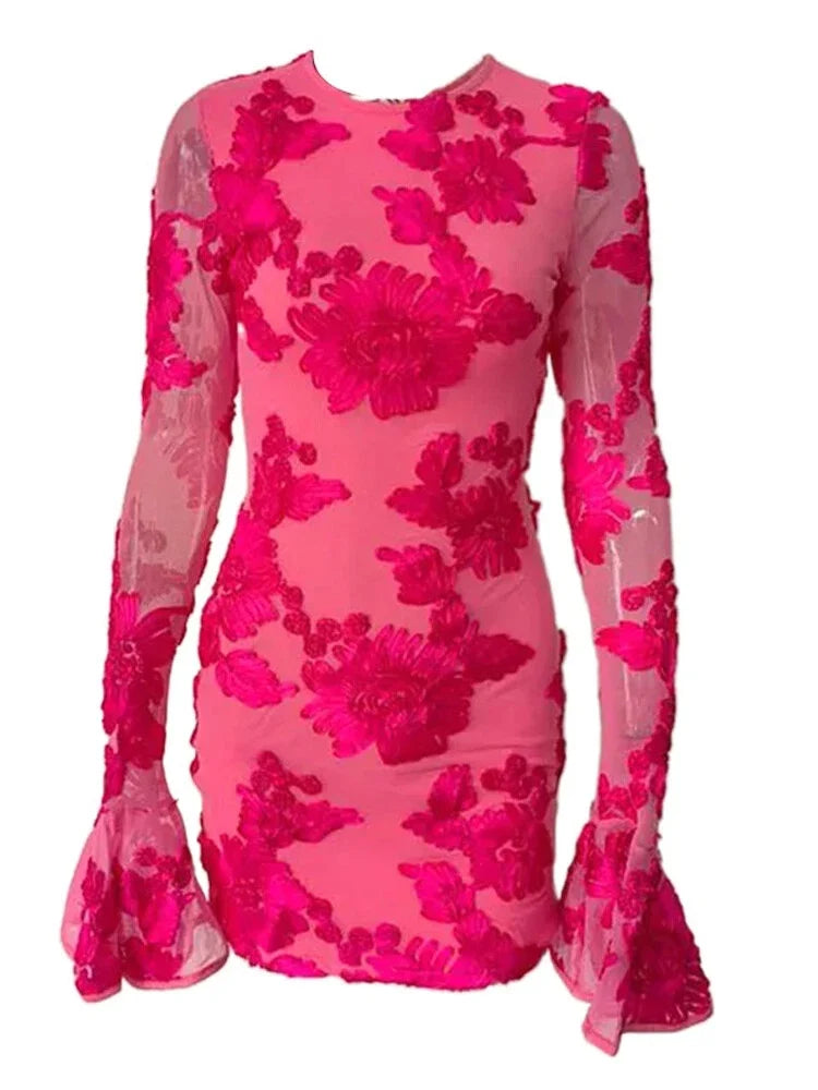 Samantha Rose Backless Bell Sleeve Sexy Dress