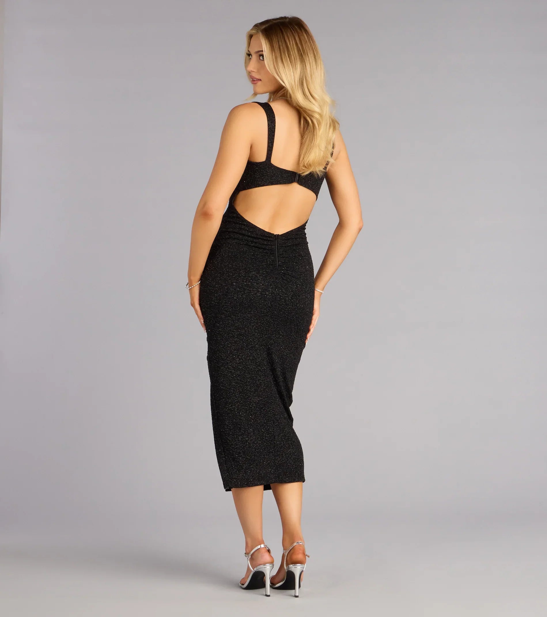 Savannah Glitter Cutout Midi Formal Dress