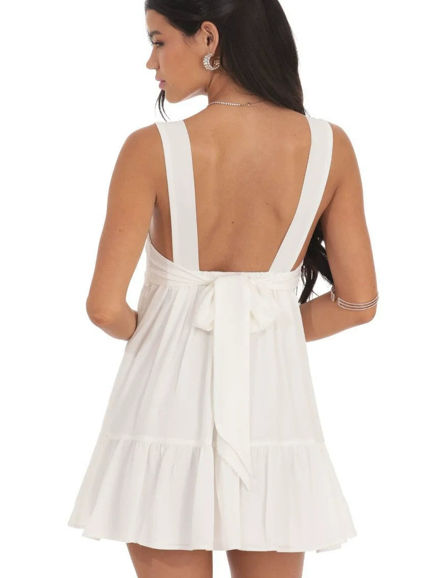 Shimmer Striped Babydoll Dress in Pink