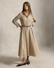 Striped Cotton Paneled Shirtdress