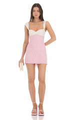 Two Toned Lace Dress in White and Pink