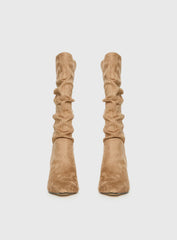 Such A Charmer Faux Suede Scrunch Boot Tan