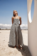 Smocked Striped Square Neck Cami Dress