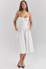 white corset midi dress