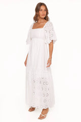 Xana Maxi Dress - White Broderie
