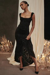 rose black floral maxi dress