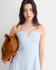 Tie-Neck Dress in Stretch Linen | Skywriting