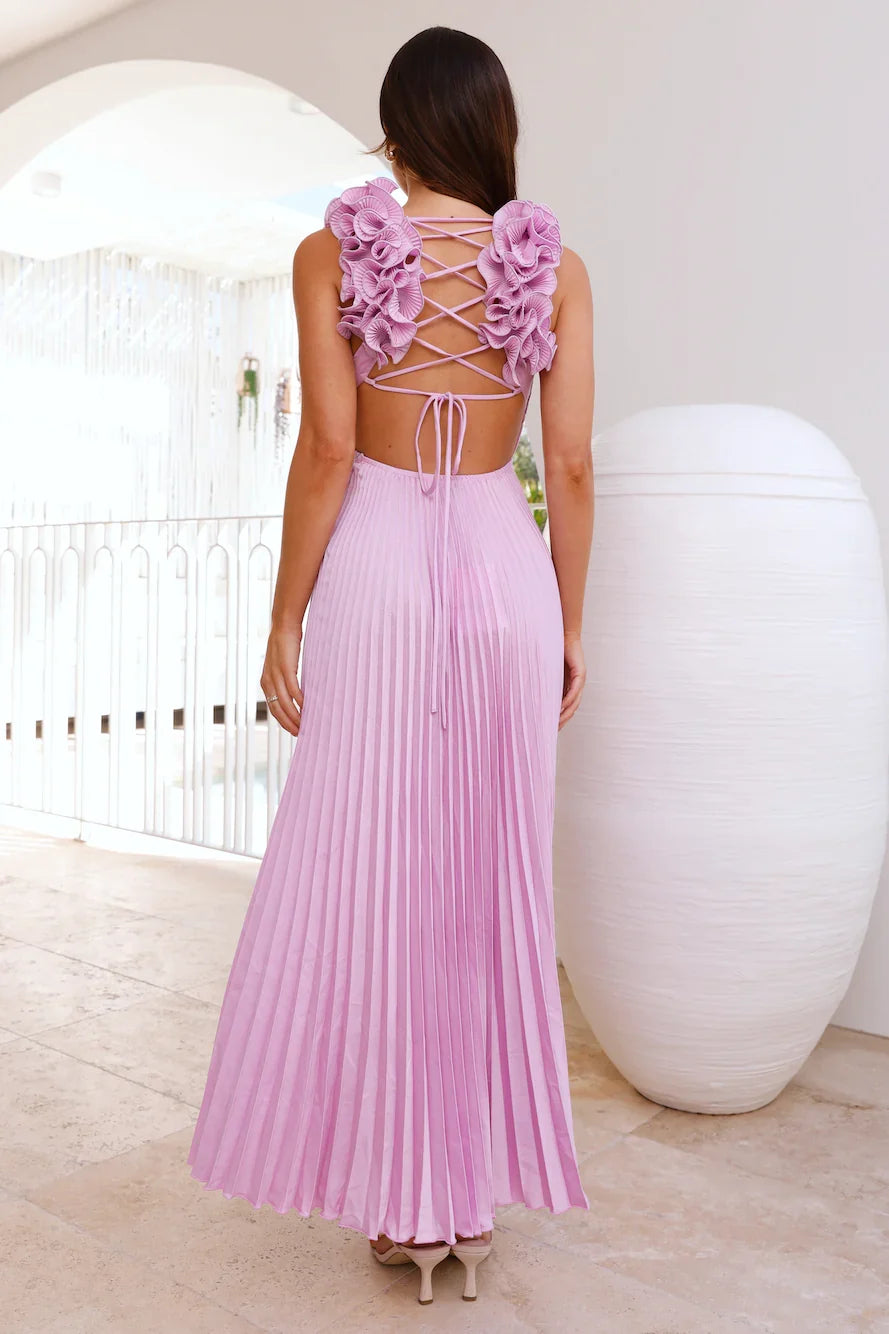 Something Special Satin Midi Dress Lilac