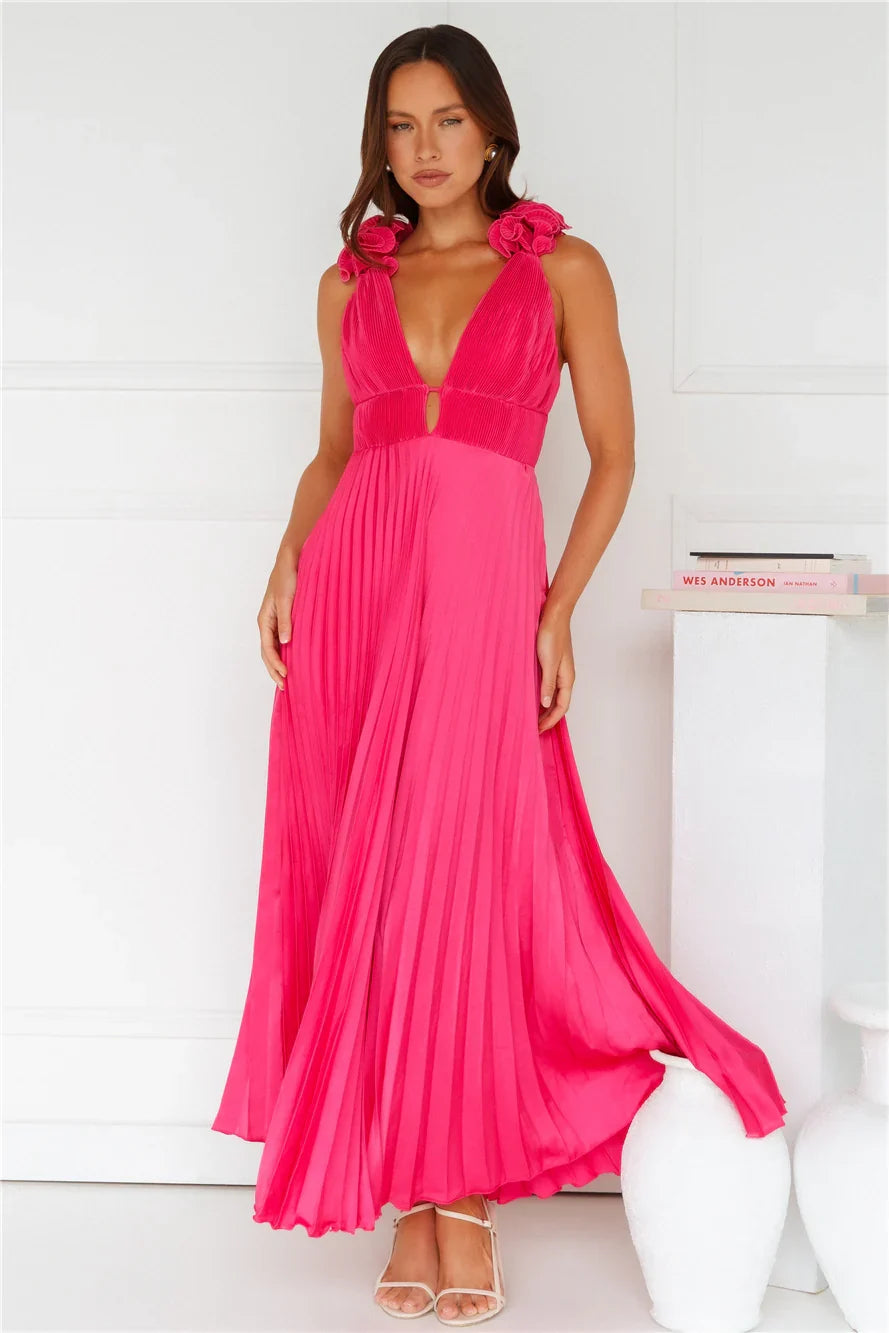 Something Special Satin Midi Dress Pink